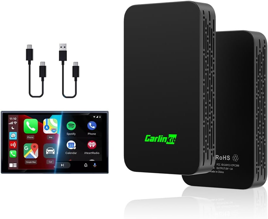 Carlinkit 5.0 2air Wireless CarPlay & Android Auto Adapter, 2 in 1 for Factory Wired Cars, Plug and Play, 5GHz WiFi Automatic Connection