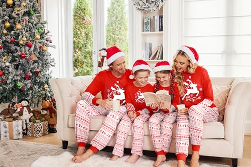 Ekouaer Family Christmas Pajamas Matching Sets Soft Long Sleeve Couple Pjs Xmas Sleepwear Holiday Lounge Set4