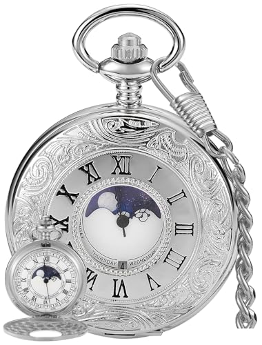 Montre de poche avec phases de lune et finitions vintage de haute précision