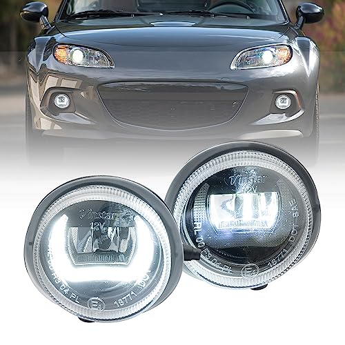 NSLUMO LED Fog Lamp DRL Daytime Running Light for Maz.da 2 3 5 6 CX5 MX5 CX7 RX8 Front Bumper Fog Light Reflectors Assembly Driving Running DLR Light E4 Approved 2PCS