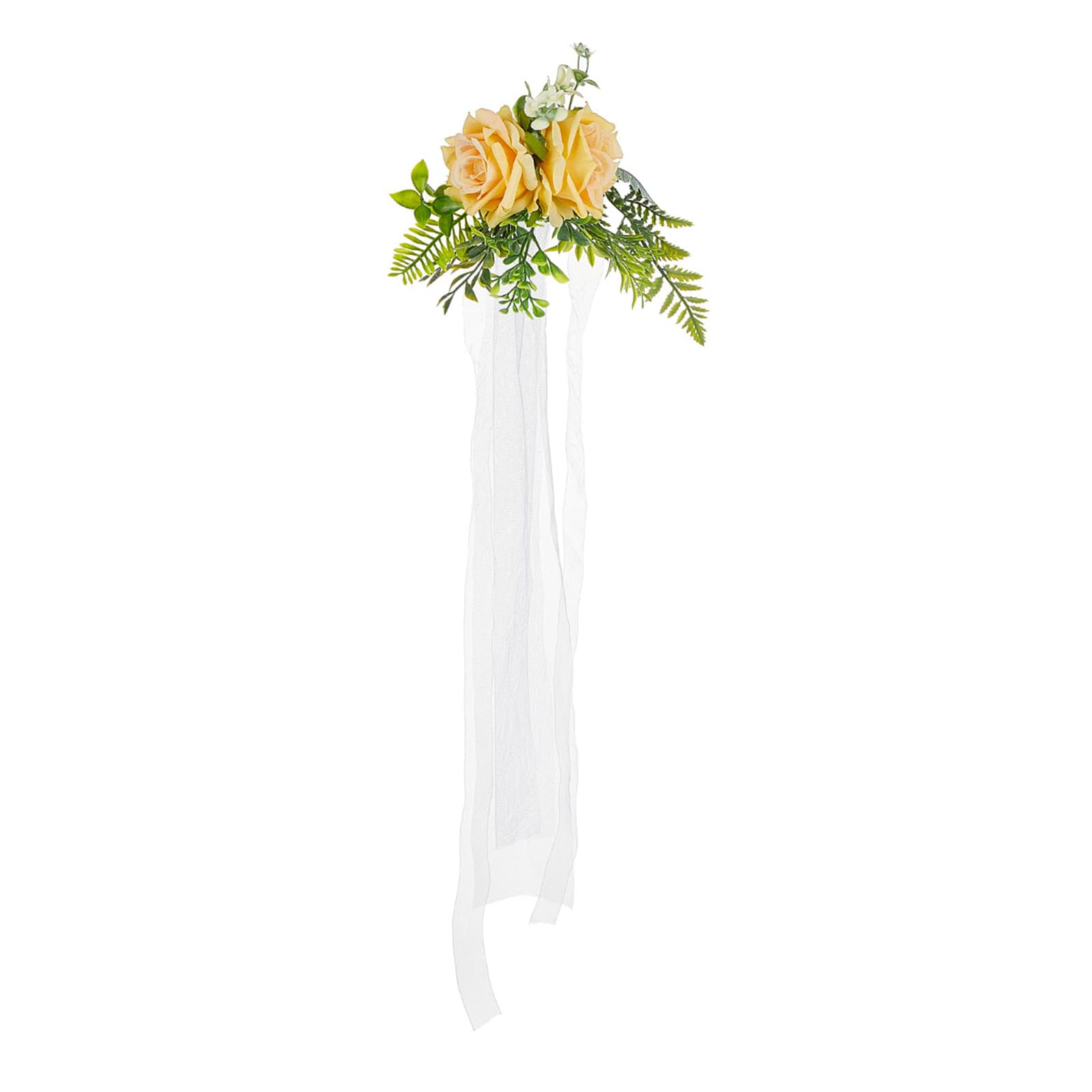 YWLUUOO Aisle Pew Chair Flower Decorations with Long Ribbon Artificial Flower Arrangement for Wedding Ceremony Bridal Chair Backs