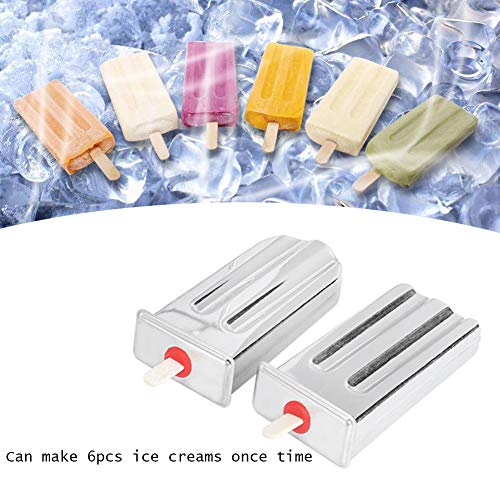 6-teiliges Eisformen-Set, EIS am Stiel-Formen aus Edelstahl mit Stielhalter, Heim-Eiscreme-Set, Wiederverwendbare Eisformen mit Stielhalter – Bild 3