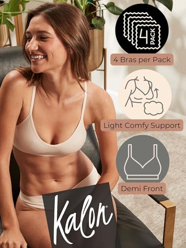 Kalon Women’s 4 Pack Demi Padded Bralette Wireless Comfortable Bra2