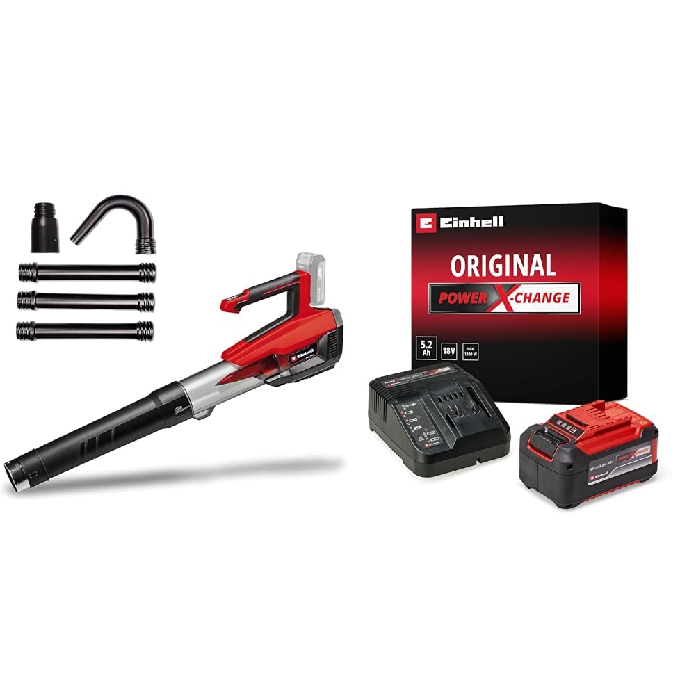 Einhell GP-LB 18/200 Li GK-Solo, Akülü Yaprak Üfleme + Einhell 18V 5,2 Ah PXC Starter-Kit (Başlangıç Seti), Akü ve Şarj Cihazı