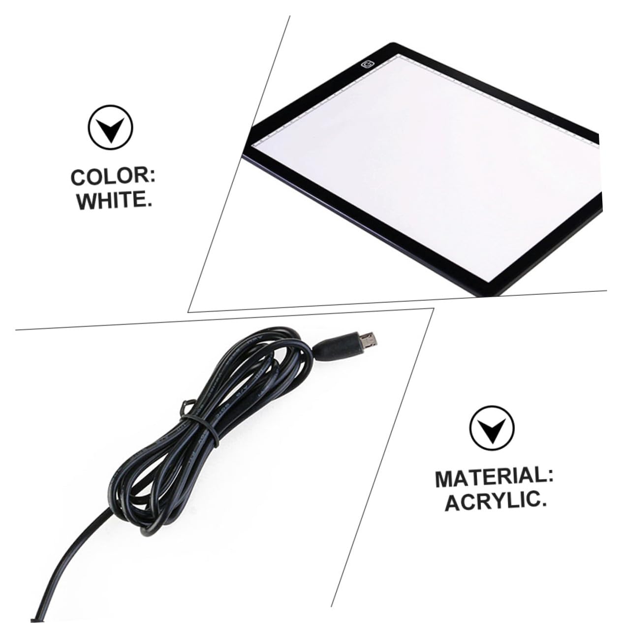 PHENOFICE Table Lumineuse A4 LED Magnétique en Acrylique avec Règle Intégrée, Légère et Portable, pour Dessin Professionnel avec Câble USB et Fixation par Aimants
