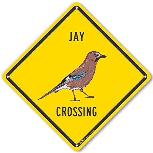 Panneau en aluminium Jay Crossing jaune 10x10 pouces signalétique extérieure route et jardin