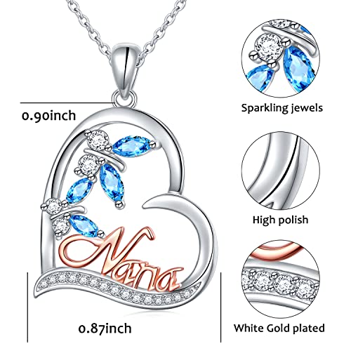 Hoohwe Butterfly Necklaces For Women,Sterling Silver Mama Necklace Birthday Mothers Day Jewelry Gifts For Mom Grandma Wife From Daughter Son (2.Nana Necklace) #TOP2