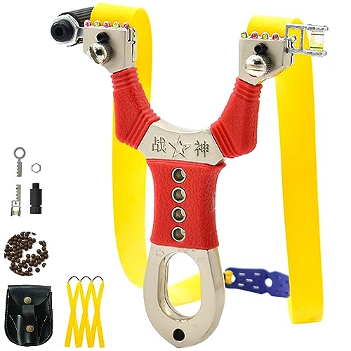Piaoyu Alloy Laser Slingshots for Adults with Slingshot Bands, Hunting Slingshot Resortera Catapult, Attachable Anti-Slip Wrist Strap (Package2)