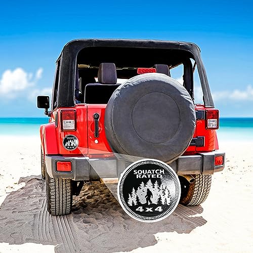 Image of Squatch 2 PCS 4 x 4 Metal Automotive Badge, 3D Round Metal Car Badges Emblems, Compatible with Jeep Wrangler Vehicles Trucks SUV RV