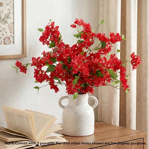 Image of Decor & More 2 PCS Artificial Flowers Bunch - Realistic Silk Bougainvillea Long Stem Artificial Flower Bunch Without Pot | Artificial Flower for Decoration | (Without Pot)