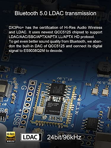 Image of Topping DX3pro+ LDAC Headphone Amplifier - ES9038Q2M XU208 NFCA Bluetooth5.0 Audio Decoder USB /Opt /Coax DAC AMP Pre Amplifier with Remote Control (Sliver)