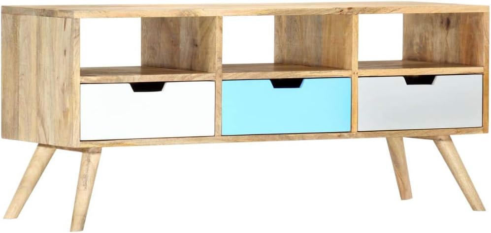 Festnight Porta TV Vintage 3 Cassetti Legno Mango 110x35x48 cm