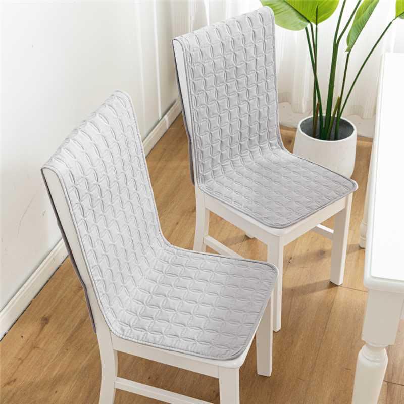 Image of HOMETHREADS Non-Slip Chair Cover-Universal Fit for Kitchen & Dining Chairs-Cushioned Comfort - Stylish Machine Washable Seat Cover-140x40cm (Grey, Pack of 2)