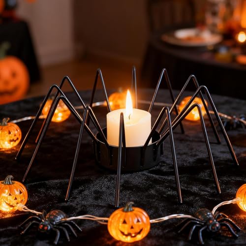 Halloween Holder, Scary Metal Candle Holder in Spider Shape - Gothic Table Decoration Centre Piece for Fireplace Shelves Tables Counters Decoration for Hotel Lobby - Image 3