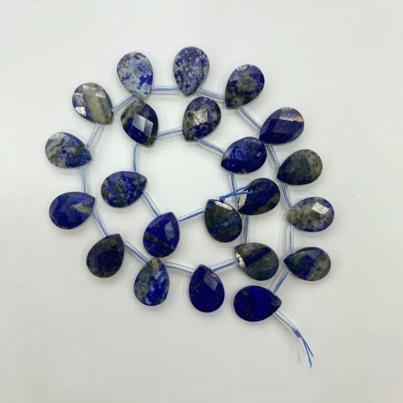 Cuentas sueltas de labradorita, amatista y cuarzo rosa de cristal natural en forma de lágrima de 13 x 18 mm, para collares, pendientes, colgantes y accesorios - 11 lapislázuli - 13 x 18 mm (22 unida