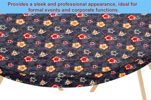Image of The Furnishing Tree Elastic Oval Dining Table Cover WxL 36x52 in Inches Polyester Floral Pattern Grey