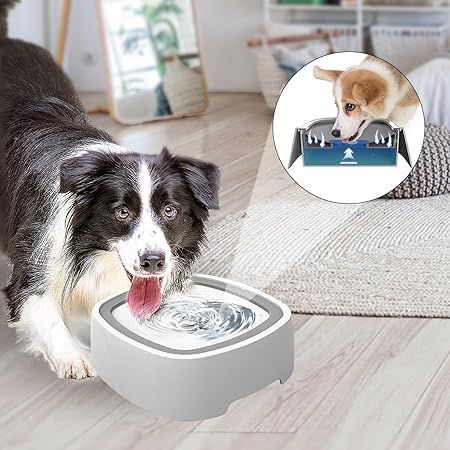 CESITRA Dog Water Bowl Vehicle Carried Floating Bowl Cat Water Bowl Slow Water Feeder Dispenser Anti-Overflow Pet Fountain Portable Car Dog & Cat (1pcs) (Grey) 3
