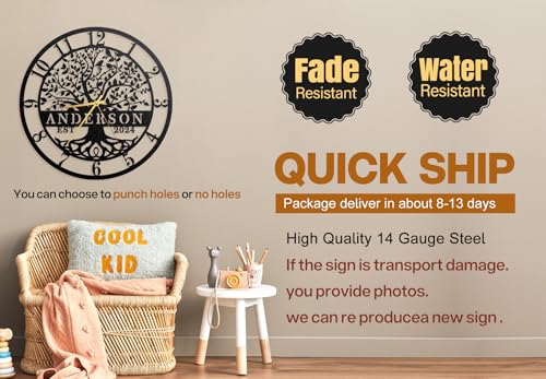 Reloj de pared metálico personalizado árbol de la vida 12" miniatura 4