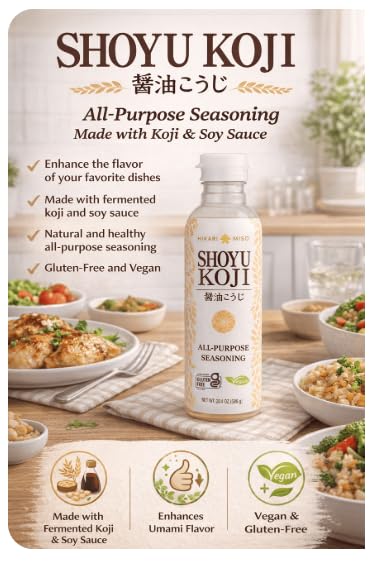 Hikari Shoyu Koji All-Purpose Soy Sauce Fermented Seasoning - Traditional Japanese Umami Marinade Soy Sauce Koji, Non-GMO 580g Bottle