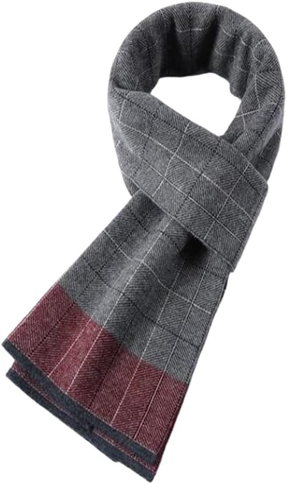 JSEIAJB Wool Plaid Scarf For Business Men, Thickened And Warm, Versatile For As A Gift