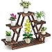 RELAX4LIFE Étagère à Plantes 4 Niveaux en Bois en Forme de A, Étagère à Lattes Surface en Charbon Durable, Support de Pots Intérieur et Extérieur, Marron, 99x25x64cm (4 étagères Triangulaire)