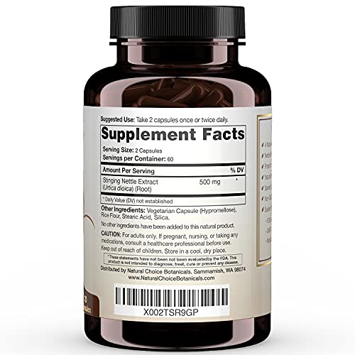 Stinging Nettle Root Extract (High Potency) Supplement - 120 Capsules, 2 Month Supply #TOP4
