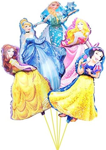 5 pcs Disney Princess balloons, disney-themed party supplies, Kids Birthday Party decorations.