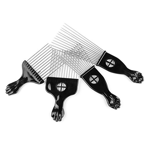 Wbcbec 4 Pcs Metal Picks For Hair, Afro Pick Combs For African American Hair Styling Tool, Fist Hair Pick Comb For Women And Men #TOP5