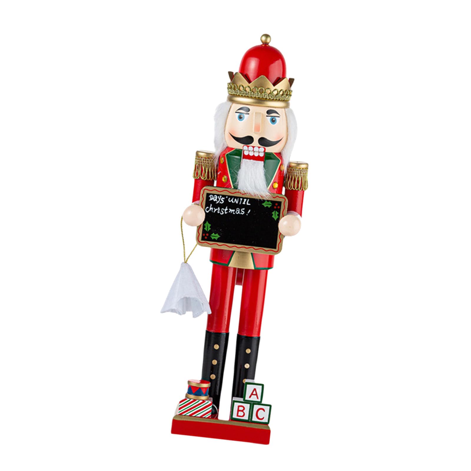 Hsioluted 38cm Wood Nutcrackers Figurine Desktop Ornament with Intricate Craftsmanships Home Decoration Seasonal Tabletop Decoration