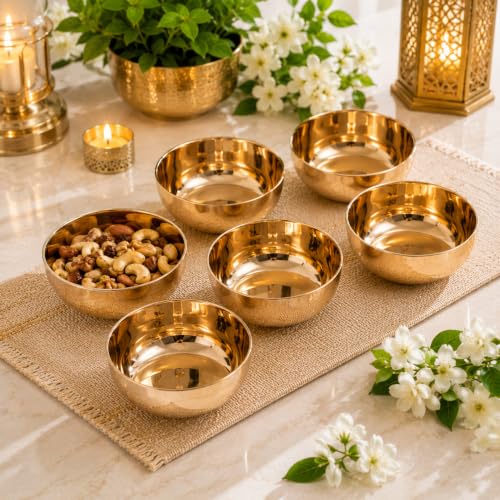 Image of Pure Source India 4 Inch Handcrafted Kansa Bowl | Traditional Bronze Serving & Dining Bowl (6)
