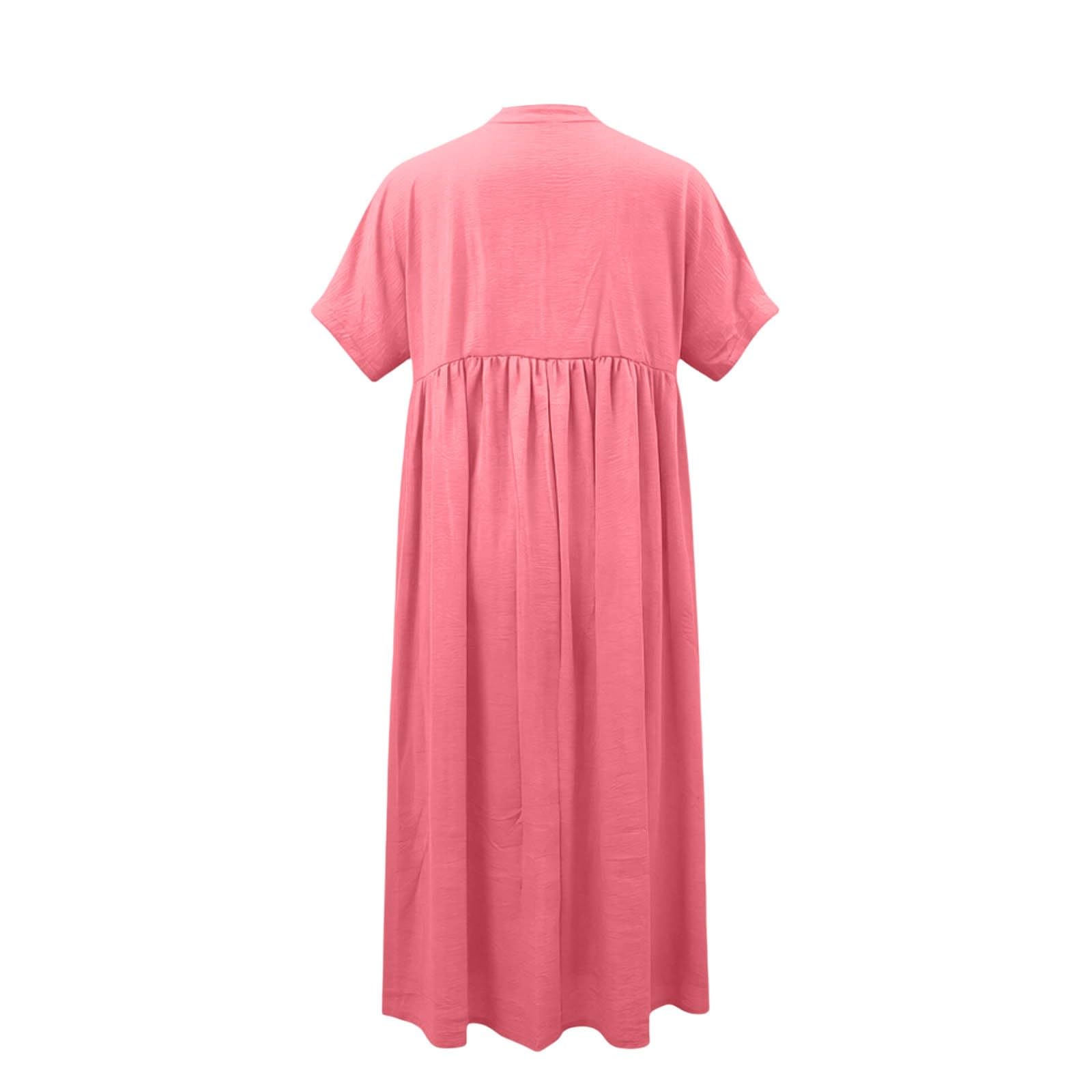 Vestido de Playa Holgado de Color Liso para Mujer con Escote en V.