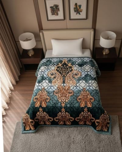 Image of Signature Blanket Single Bed Mink Blanket Single Ply for Extreme Winters (Blue)