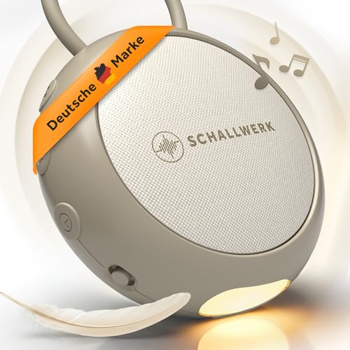 Schallwerk® White Noise Machine Baby – Einschlafhilfe für Babys & Erwachsene mit weißem Rauschen, Naturgeräuschen & Mehr – Geräuschebox mit Nachtlicht & Timer – Tragbar & leise