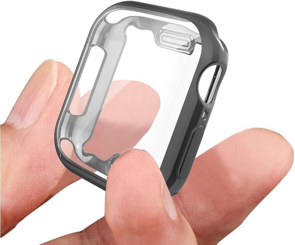 Apple Watch Screen Protector Case 44mm, ICAA All Around Protective Buit-in TPU Screen Protector Apple Watch Case Cover for Apple Watch 44mm Series 4 Case (Black+Clear, 44mm)
