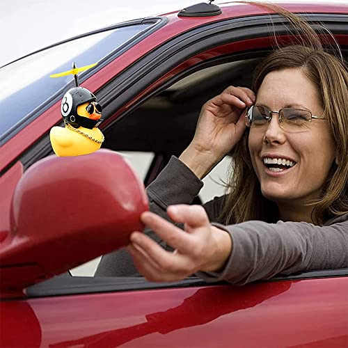 4 Piezas Adornos Pato Goma, Decoración Pato De Goma, Pato Goma para Coche con Casco Hélice, Coche Pato Amarillo Goma Bicicletas, Moto, Accesorios De Decoración De Coches