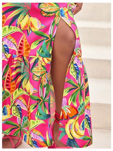 Image of BEAUDRM Girl's Summer Outfits Tropical Summer Dress Hawaiian Off Shoulder Tops and Ruffle Skirt Set Vacation Beach Clothes