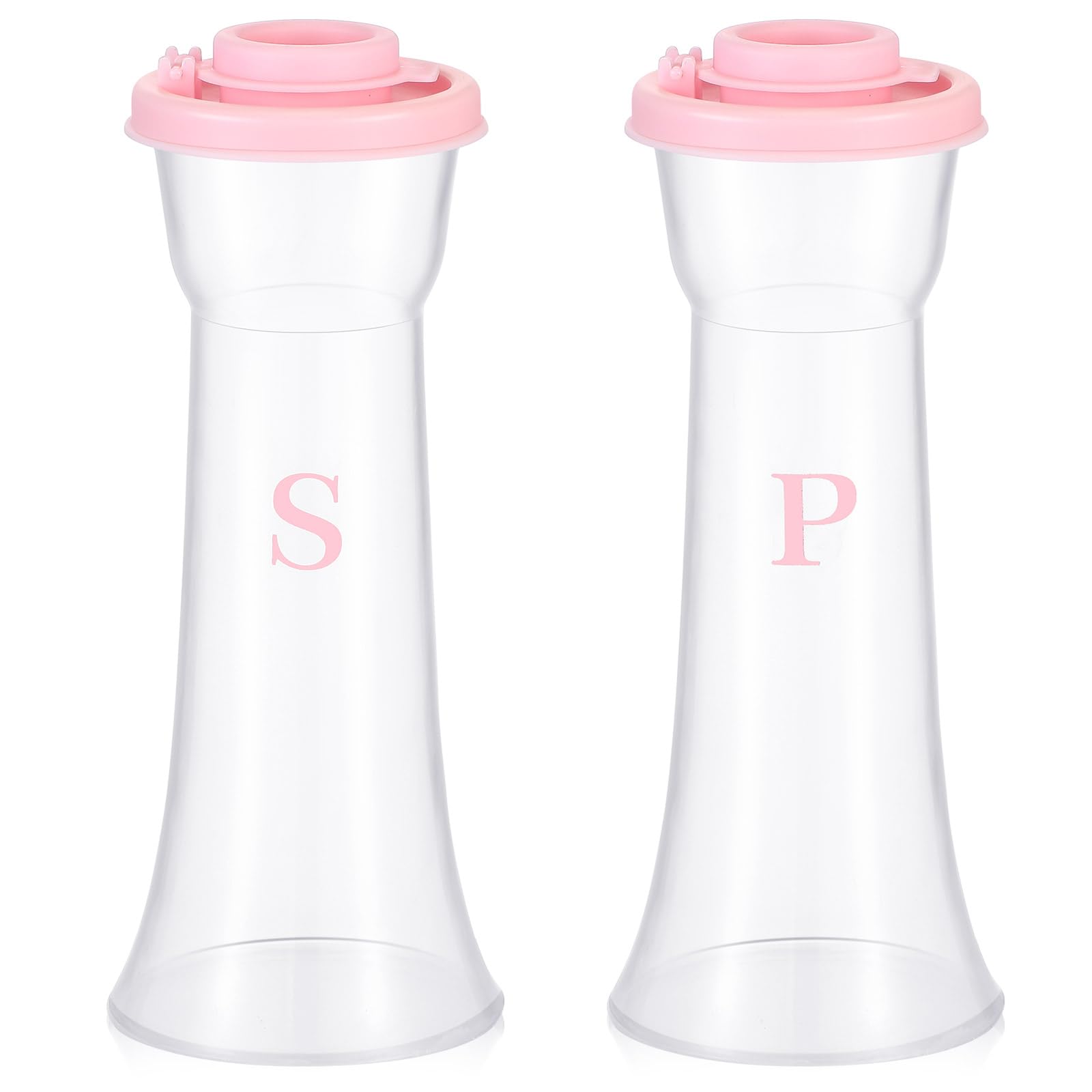 2 Pcs Plastic Salt and Pepper Shakers Set with Lid, Classic, Pink