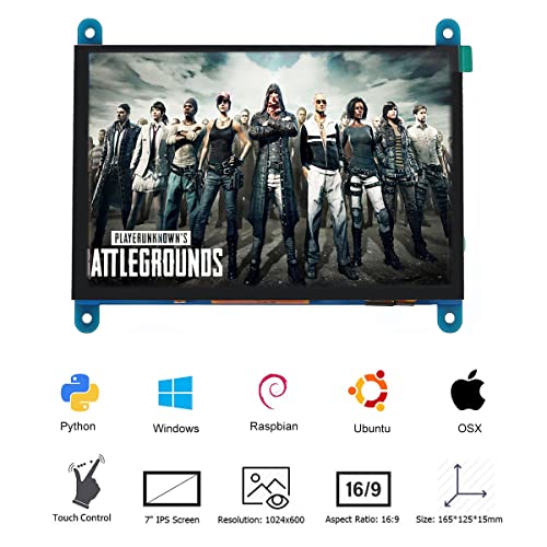 Image of for Raspberry Pi 7 inch Touch Screen Monitor Module, 7 inch IPS Display 1024X600 Touchscreen Computer Game Monitor for Pi 4 /3 /2 / Zero /B B+,Support Raspbian Ubuntu Xbox /PS4 /Mac iOS /Win10