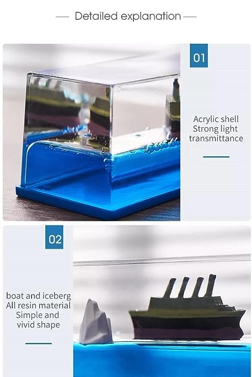 YAVRIXZ Kid Titanic Cruise Ship Liquid Wave Cruise Ship Decoration,Titanic Wave Cruise Ship,Unsinkable Titanic Simulator Toy For Home Decor, Car Dashboard, Living Room, Office 2