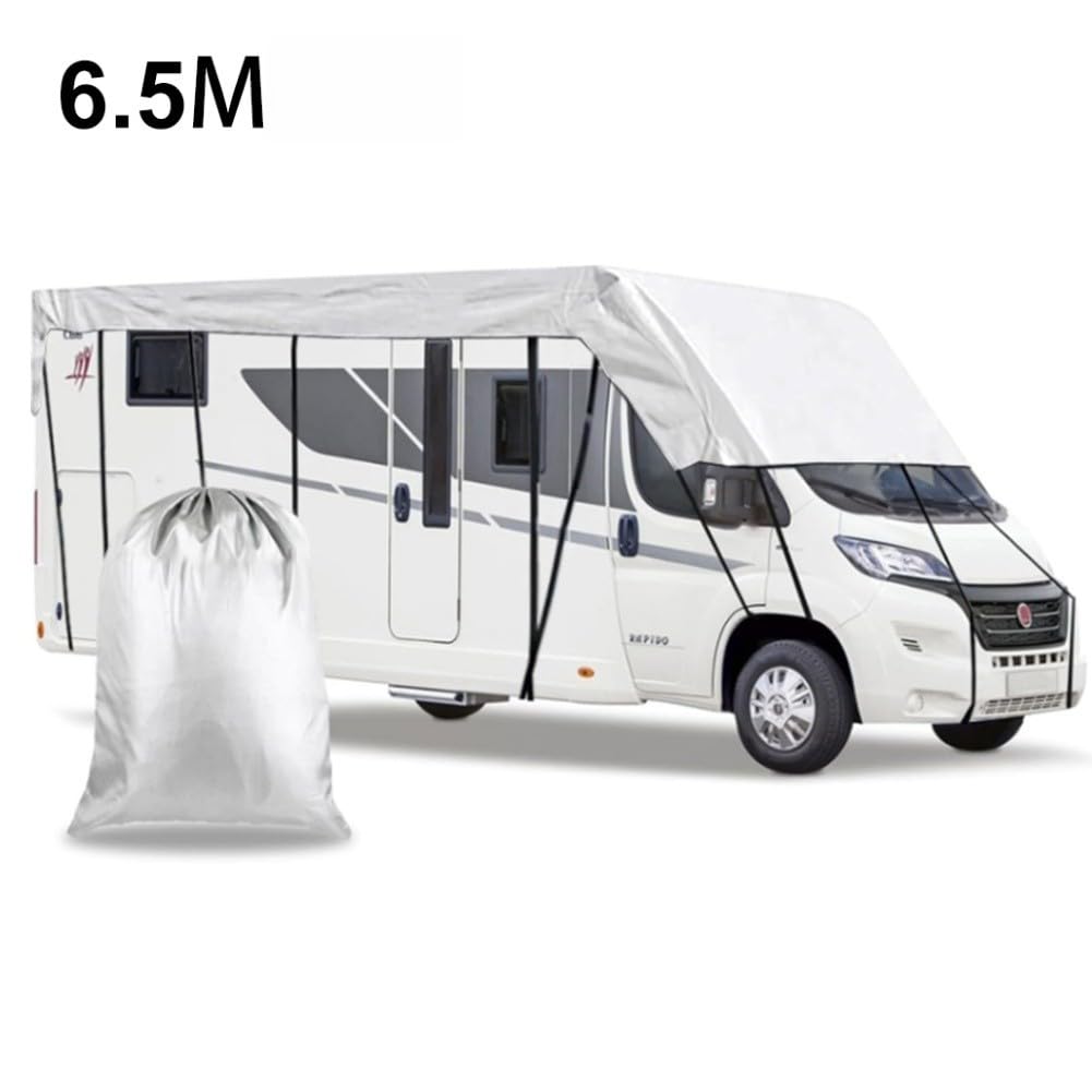 Oxford 210D toutes saisons pour camping-car Housse d'hiver imperméable résistante aux UV Véhicules de camping et pour grandes tentes Gris 7,5 m x