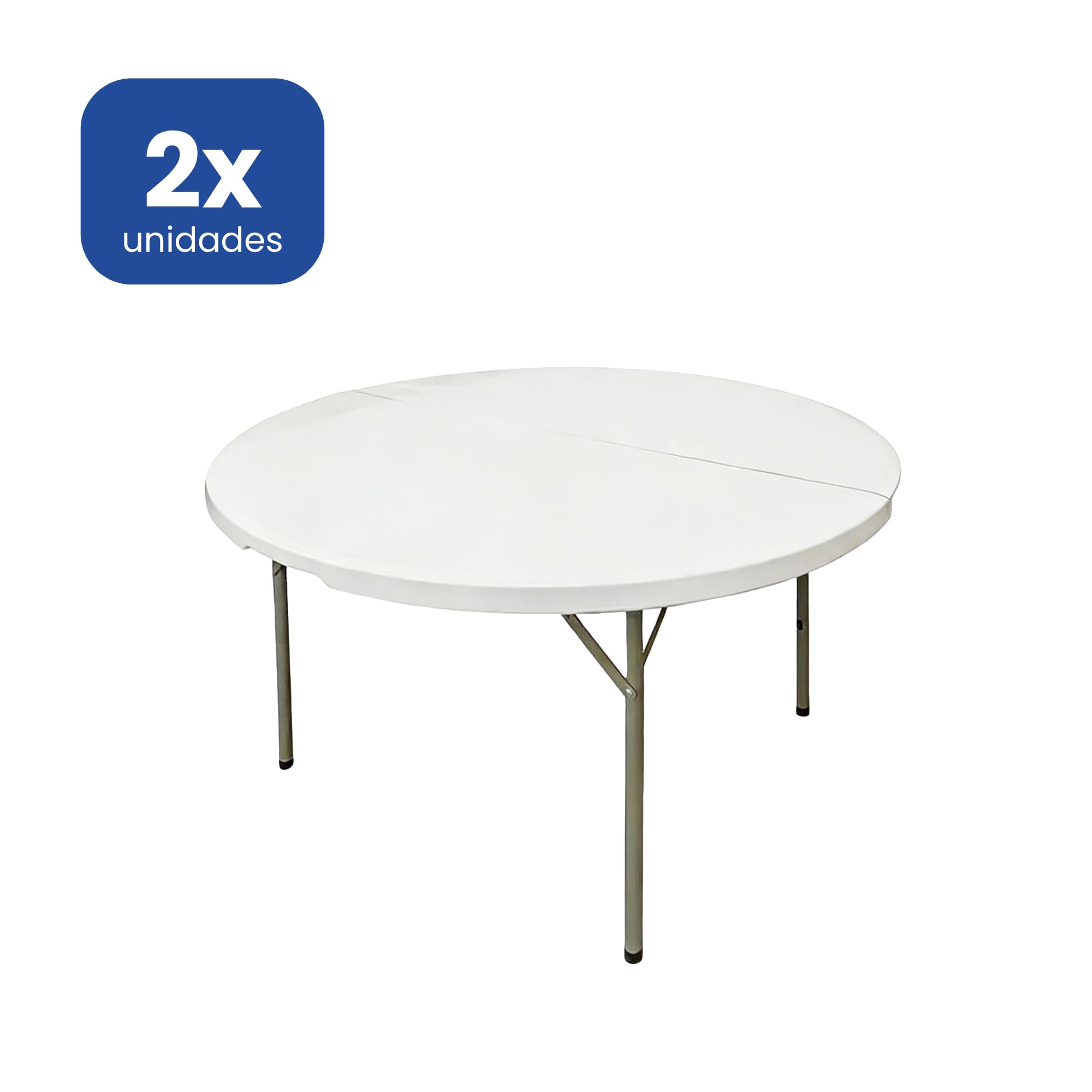 Pack 2 Mesas Redondas Plegable 150 cm Blanca - Banquete Catering - Capacidad 6-8 Personas - Tablero HDPE Reforzado - Estructura Acero 25 mm - Bodas Restaurantes Eventos - Interior Exterior