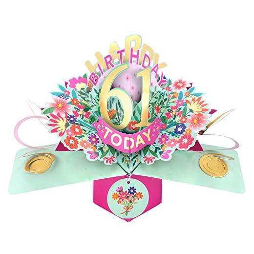 Tarjeta de felicitación emergente de feliz 61 cumpleaños 61 hoy, tarjetas emergentes de Love Kate para ella, POP215MC61