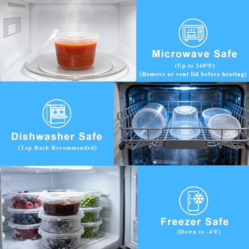 Pure Future 60 Sets (120-Pack) Deli Containers with Lids - Airtight Freezer Containers for Food Storage, Assorted 8oz, 16oz, 32oz Plastic Soup & Meal Prep Bowls, Microwave Safe by Pure Future - Image 2