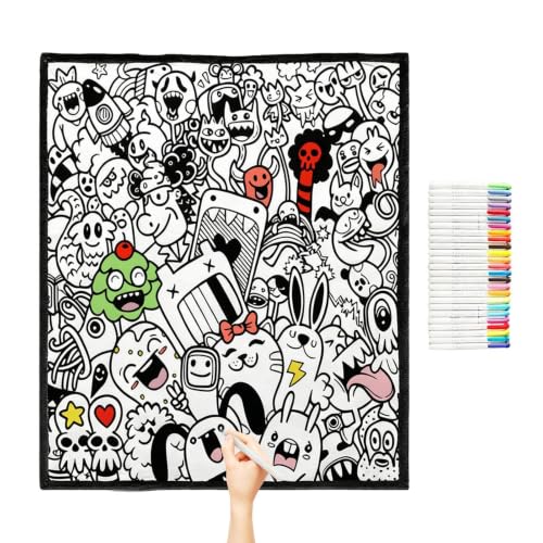 Couverture à colorier lavable 150x127 cm plaid canapé doux pour enfant