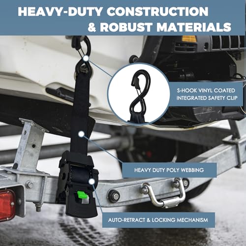 Boat Tie Down Straps to Trailer 2 x 48 Inch 4,630 lbs Break Strength 2 Pack - Image 3