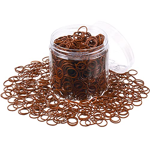 2000 Pack Mini Rubber Bands Elastic Hair Bands Soft Hair Ties with Box for Children Hair Braiding Hair Wedding Hairstyle (Dark Brown)