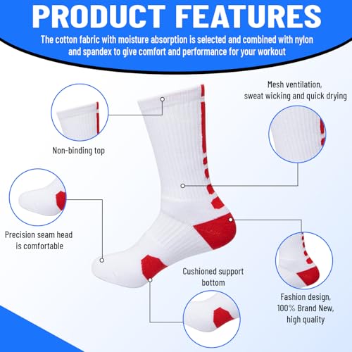 VNG Cushioned Athletic Crew Socks for Men Sizes 9-12, Light Compression Secure Fit Moisture-Wicking Sports Performance4