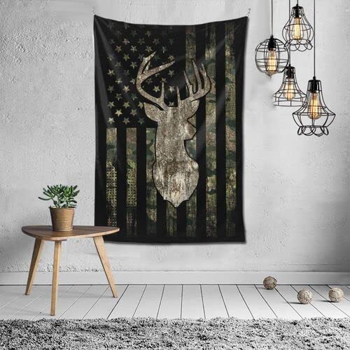 Minioze Camo Camouflage American Flag Hunting Deer Tapestry Wall Hanging Home Decoration Bedroom Decor Living Room Balcony 40 X 60 Inch #TOP7