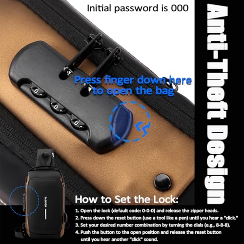 New Carbon Fiber Streamline Anti-Theft Sling Bag, Auricz Sling Bag, Waterproof Chest Bag for Travel Work Daily (Blue Gold)3