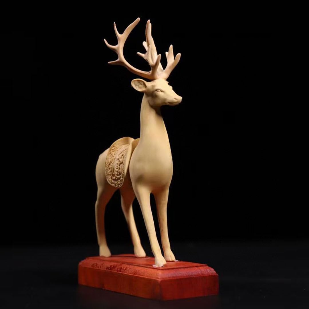 Amazon.co.jp: dsdsad 木彫り エゾシカ 鹿(Sika Deer) 天然木製(柘植